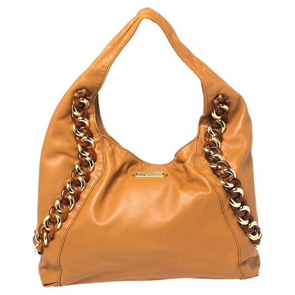 Vintage Michael Kors ID Chain Large Leather Tan Hobo Shoulder Bag Purse Handbag - Picture 5 of 5